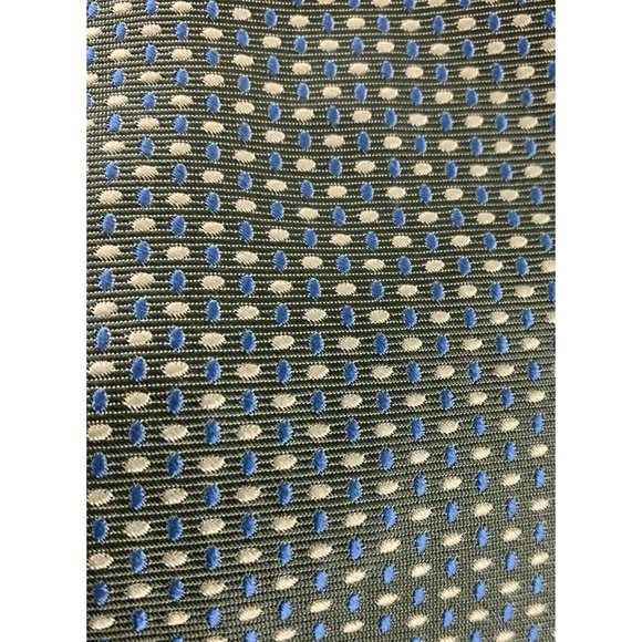 Tommy Hilfiger Men's Necktie. Green, w/ Blue & Yellow Geometric Pattern. Silk. - Picture 2 of 4